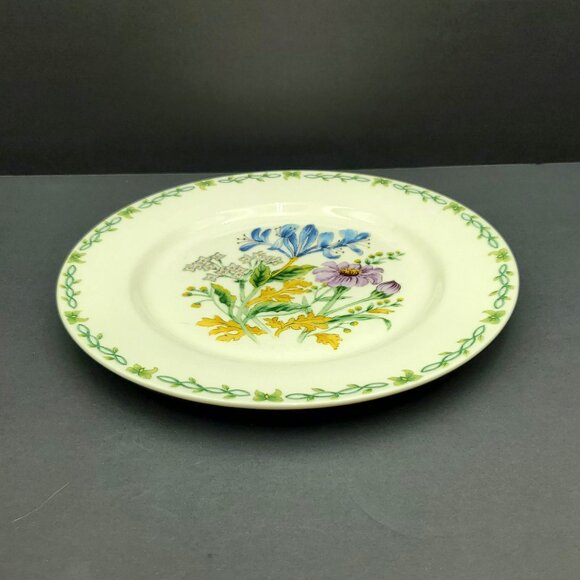 Thomson Pottery Floral Garden Iris Dinner Plate Blue Purple Yellow Flowers Plate - Picture 6 of 6